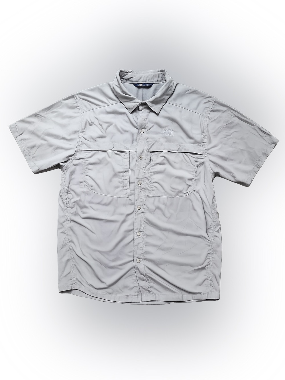 The North Face Mens M Short Sleeve Hiking Fishing Shirt Vented Ripstop Tan UPF